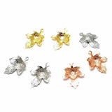 100pcs/Lot Steel Rose Stainless Steel Leaf Pattern Tags Charm Pandent Necklace