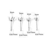 100pcs 316L Stainless Steel Earring Base Round Blank Pentagonal Claw