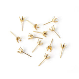 100pcs 316L Stainless Steel Earring Base Round Blank Pentagonal Claw