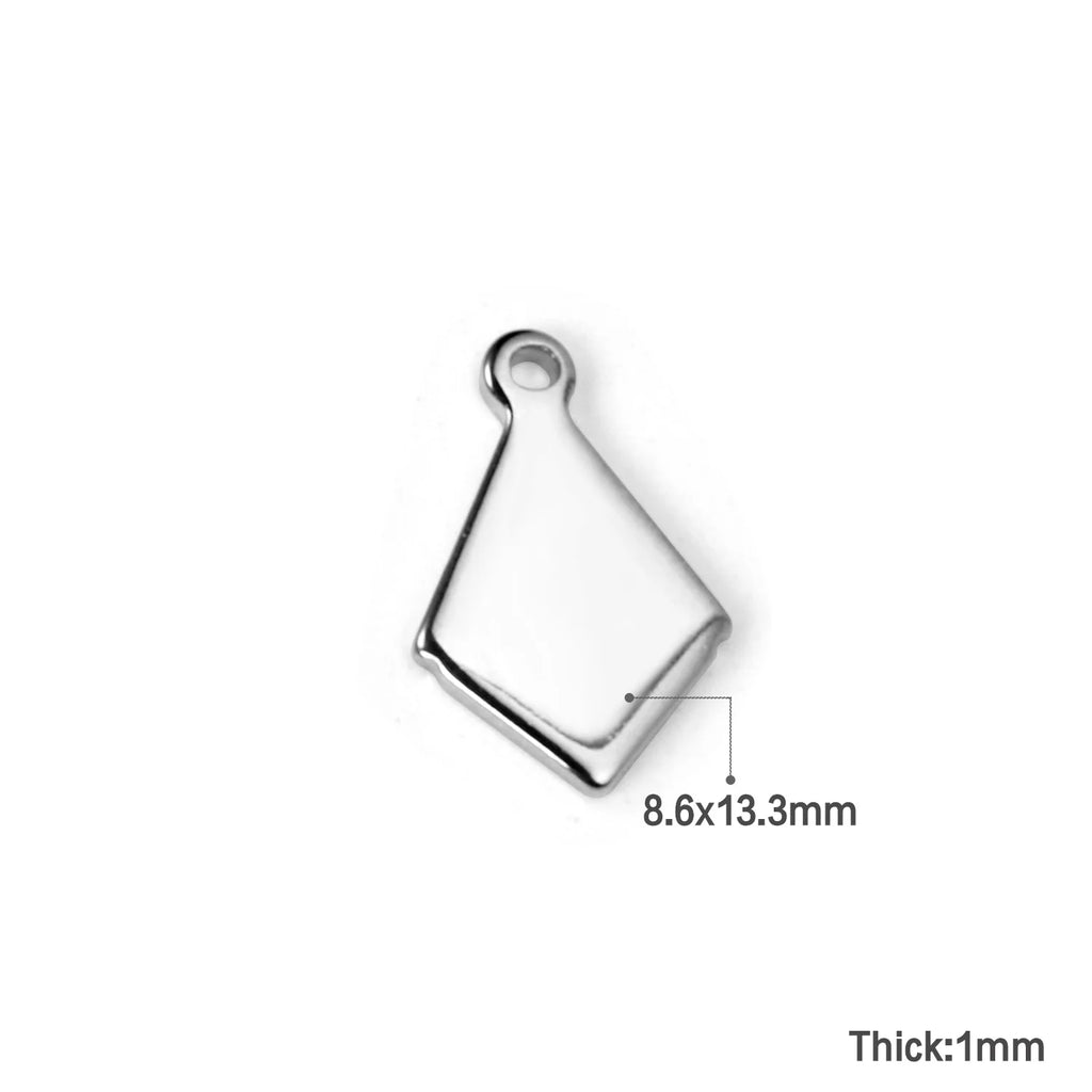ASON 100pcs/lot Geometric Rhombus Pendant Stainless Steel For Necklace Bracelet