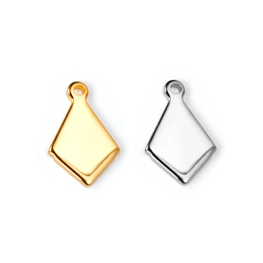 ASON 100pcs/lot Geometric Rhombus Pendant Stainless Steel For Necklace Bracelet