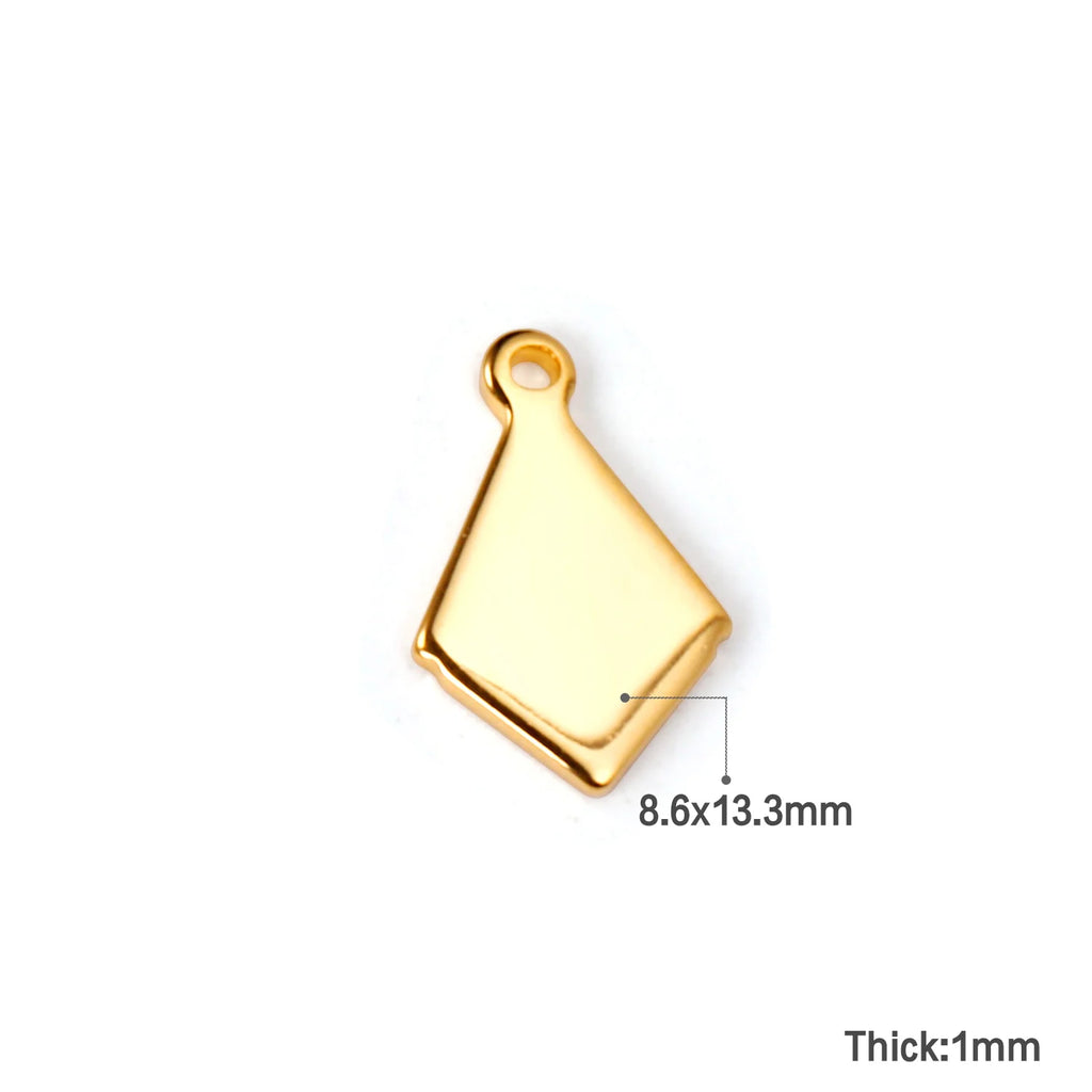 ASON 100pcs/lot Geometric Rhombus Pendant Stainless Steel For Necklace Bracelet
