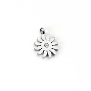 10Pcs Stainless Steel Sunflower Charms Zircon Pendant for DIY Jewelry Making