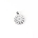 10Pcs Stainless Steel Sunflower Charms Zircon Pendant for DIY Jewelry Making