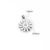 10Pcs Stainless Steel Sunflower Charms Zircon Pendant for DIY Jewelry Making