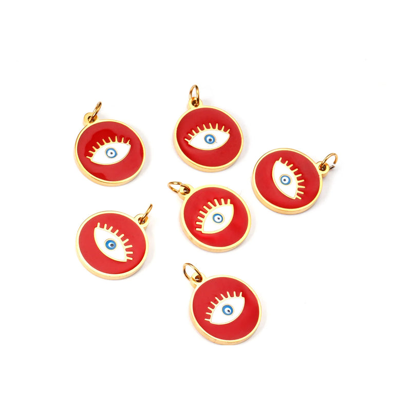 10pcs Stainless Steel Eye Pendants for Jewelry Making
