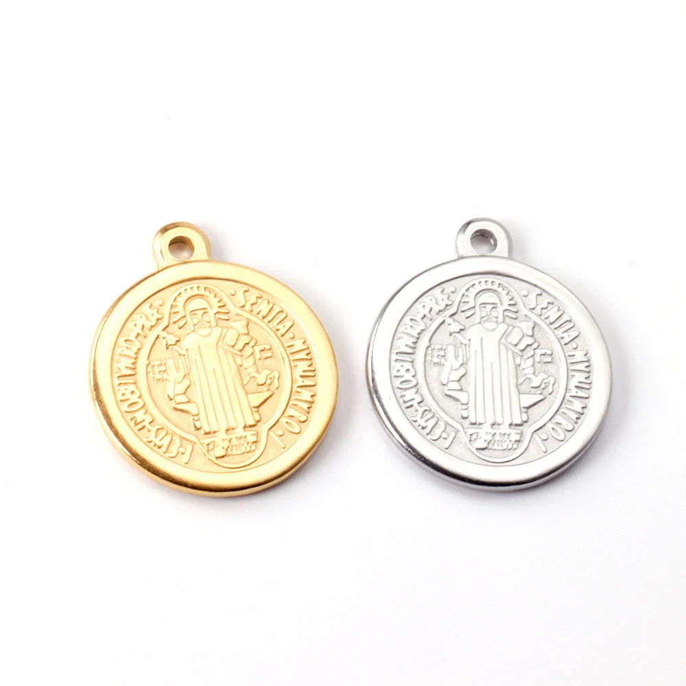 10pcs/Lot Religious Tag Pendant Stainless Steel Silver For Necklaces Charms