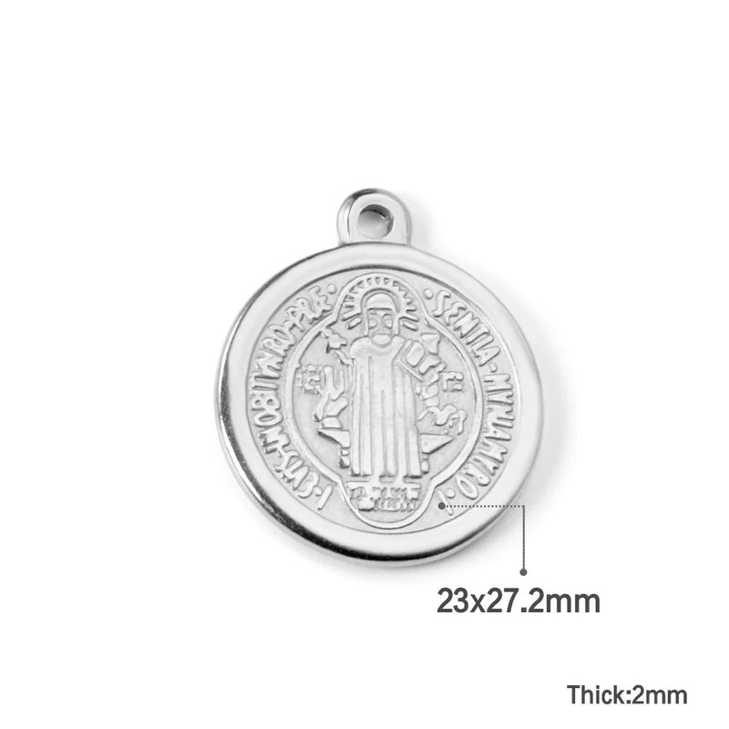 10pcs/Lot Religious Tag Pendant Stainless Steel Silver For Necklaces Charms