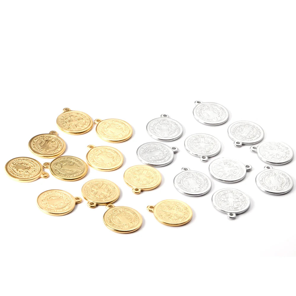 10pcs/Lot Religious Tag Pendant Stainless Steel Silver For Necklaces Charms