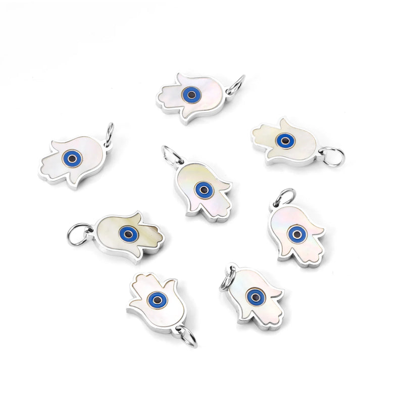 10pcs Silver Stainless Steel Heart Pendant DIY Jewelry Making