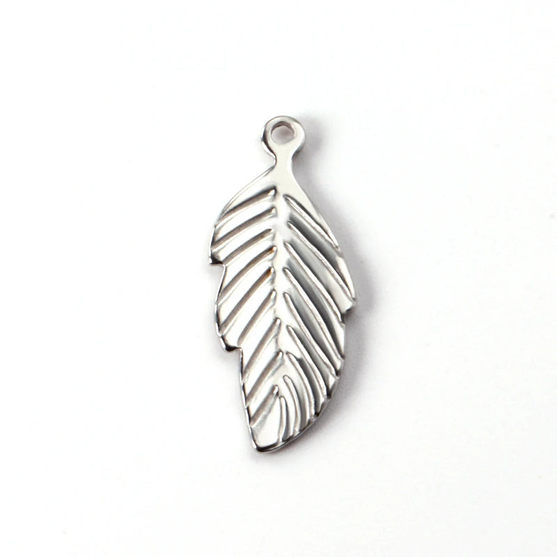 10pcs Stainless Steel Leaf Pendant for Necklaces Bracelet DIY Jewelry