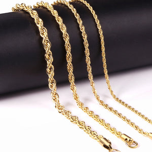 1pc Stainless Steel Twist Chains Necklace Hiphop Jewelry 2mm 3mm Pendants