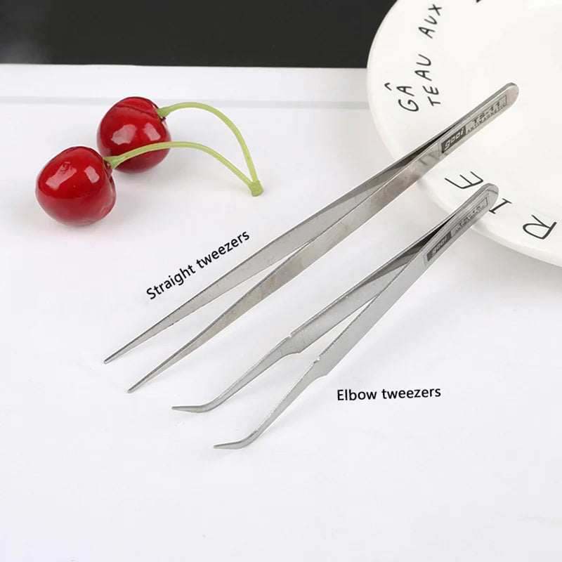 3Pcs Stainless Steel Jewelry Tweezers Straight/Curved Tip High Precision