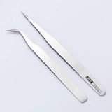3Pcs Stainless Steel Jewelry Tweezers Straight/Curved Tip High Precision