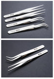 3Pcs Stainless Steel Jewelry Tweezers Straight/Curved Tip High Precision