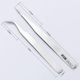 3Pcs Stainless Steel Jewelry Tweezers Straight/Curved Tip High Precision