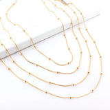 5Pcs/Lot Stainless Steel Flat Snake Chains With 3mm Round Beads