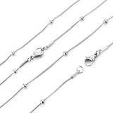 5Pcs/Lot Stainless Steel Flat Snake Chains With 3mm Round Beads