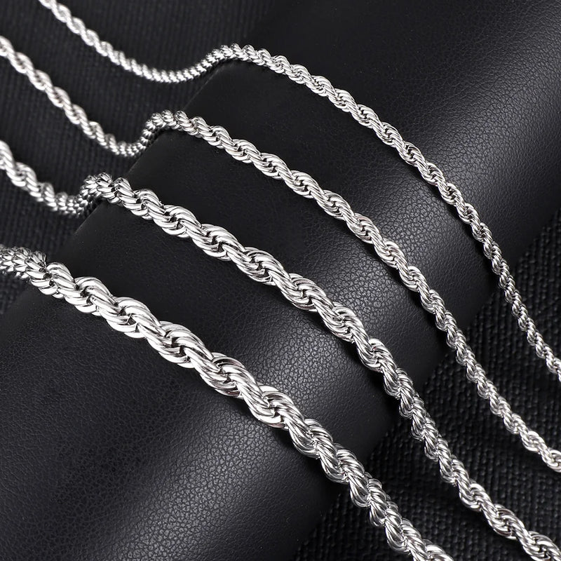 ASON Twisted Rope Chain Necklace Stainless Steel Choker
