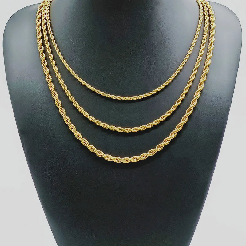 ASON Hip-Hop Stainless Steel Rope Chain Necklace Waterproof Collar