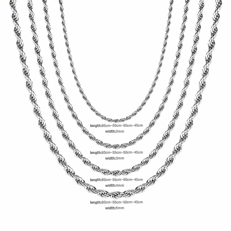 ASON Stainless Steel Twist Chain Necklace, 2-5mm Pendant Gift