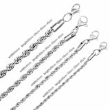 ASON Stainless Steel Twist Chain Necklace, 2-5mm Pendant Gift