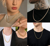 ASON Stainless Steel Twist Chain Necklace, 2-5mm Pendant Gift