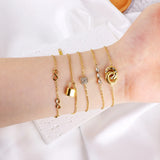 ASON Round Zirconia Charm Bracelet For Women Men Stainless Steel Jewelry Bangle