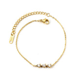 ASON Round Zirconia Charm Bracelet For Women Men Stainless Steel Jewelry Bangle