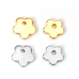 100Pcs Silver Flower Stainless Steel Pendant Charm DIY Jewelry Making