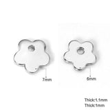 100Pcs Silver Flower Stainless Steel Pendant Charm DIY Jewelry Making