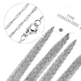 10pcs Stainless Steel Twisted Singapore Chain Necklace 2mm Width