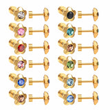 Colorful CZ Flower Stud Earrings Lot