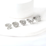 5pairs Halloween Ghost Spider Piercing Stud Earrings Set Stainless Steel