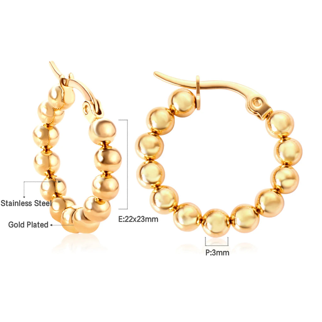 Beaded Hoop Earrings Surgical Steel Women Jewelry Christmas