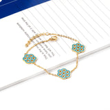 Evil Eyes Flower Shape Chain Bracelet Bangle Stainless Steel Women Jewelry