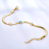 Stainless Steel Plum Bossom Chain Bracelet for Women