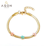 Stainless Steel Plum Bossom Chain Bracelet for Women