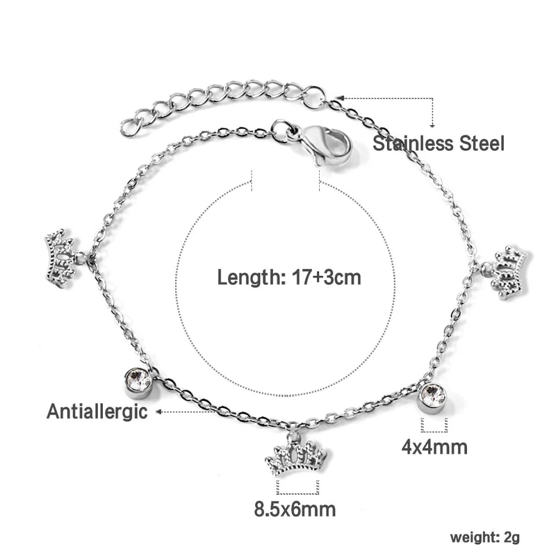 Butterfly Crown CZ Pendant Stainless Steel Women's Jewelry
