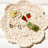 Christmas Small Rainbow Piercing Stud Earrings Stainless Steel Women Girl Kid