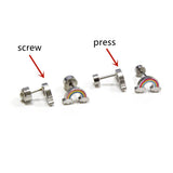Christmas Small Rainbow Piercing Stud Earrings Stainless Steel Women Girl Kid