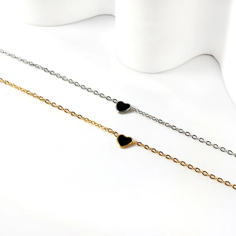 Heart Round CZ Stainless Steel Bracelet for Women