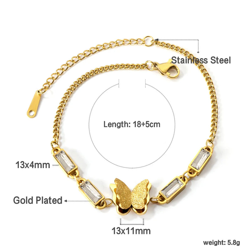 Heart Round CZ Stainless Steel Bracelet for Women