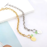 Green CZ Oval Charm Bracelet Stainless Steel