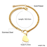 Geometric Heart Charm Bracelet Stainless Steel Women Bangle