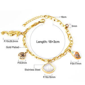 Ocean Series Charm Bracelet 316L Stainless Steel Women Jewelry