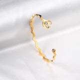 Wavy Bracelet Ocean Style Stainless Steel Bangle for Women