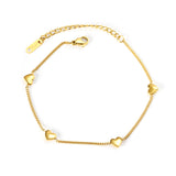 Heart Charms Link Chains Bracelets Stainless Steel For Women Girl Bangle