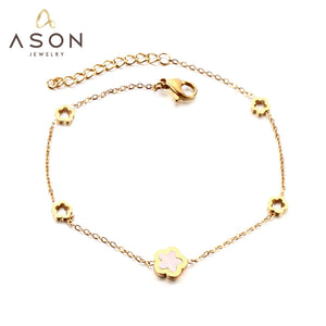 Peach Blossom Shell Charm Bracelet Set