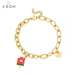 Popsicle & Heart Accessory Stainless Steel Bracelet